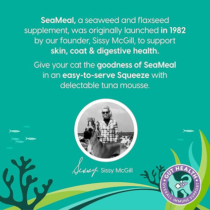 SeaMeal Squeeze Tuna Lickable Cat Treats with Seaweed for Skin &amp; Coat - Wet Cat Treats with Digestive &amp; Immune Health Support - Natural, Holistic, Grain Free (48 Squeezes)