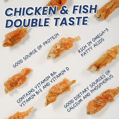 Dog Treats Chicken &amp; Fish, High in Protein and Omega-3, for Large Small Dogs, 10.5 oz