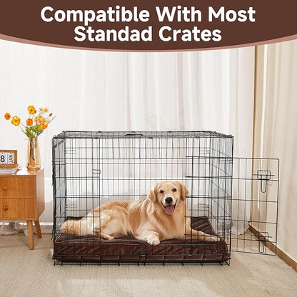 OhGeni Orthopedic Waterproof &amp; Machine Washable Dog Bed for Large Pets, Suitable for Crates, Cat Mat with 25D Egg Crate Foam, Non-Slip Bottom &amp; Removable Cover, Invisible Zipper, 41 Inches(Brown)
