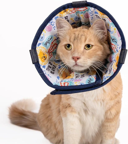 Cat Cone Collar – Colorful Cat Pattern - Lightweight Recovery Cone for Cats, Anti-Lick &amp; Anti-Scratch, Vet Recommended, Elizabethan Collar (Colorful, XXS Long [Neck Girth: 7.5"-10.3"])