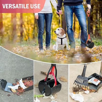 Pooper Scooper Set,Dog Poop Tray and Rake Set for Large &amp; Small Dogs Dog Pooper Scooper 15 Litre Step Dog Poop Trash Can Outside W/Removable Inner Bucket with 20 Waste Bags
