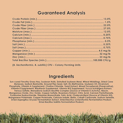Kaytee Timothy Complete Rabbit Food, Made with Timothy Hay, High in Fiber, Supports Dental Health and Digestion, 4.5 pounds