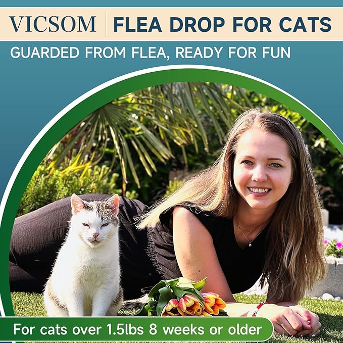 Flea Treatment for Cat Flea and Tick Prevention for Cats Kitten, 6-Month Supply, Cat Flea Treatment &amp; Control, Repellent, Fast Acting Topical Drops for Cats, Over 1.5 lbs, 24-Hour Protect