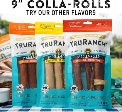 Collagen Rolls - 9" Collagen Rolls for Dogs - Long Lasting Healthy Joint Support - Rawhide Alternative - Skin &amp; Coat Health - Made with Real Chicken, Value Pack, 3 Bags, 9 Count