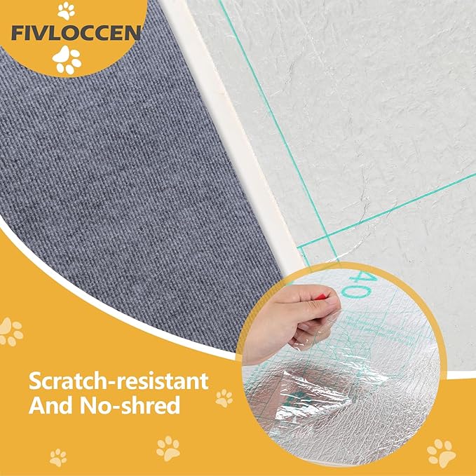 78.7"x15.8"Self-Adhesive Climbing Cat Scratch Protector Pads - Trimmable Furniture Guard for Sofa, Walls &amp; Floors, DIY Cat Tree/Tower/Bed, Replaceable Scratch-Resistant Mats (Light Gray)