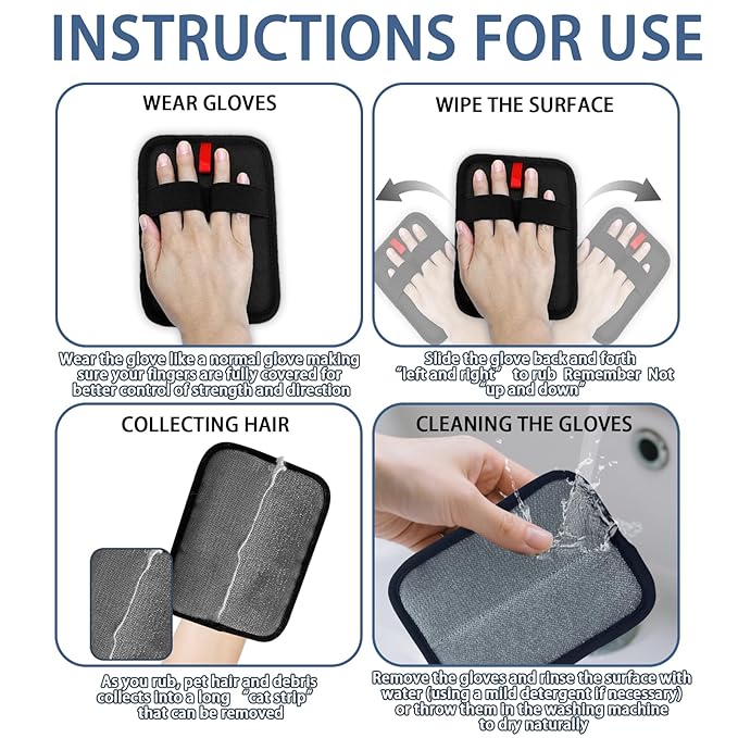 Pet Hair Remover,1 PCS Pet Hair Removal Glove,Electrostatic Gloves for Cats&amp;Dogs,New Upgrade Efficient Grooming Gloves for Pet Hair,Reusable Animal Fur Removal Tool for Couch,Furniture,Carpet,Curtain