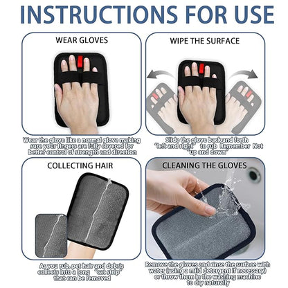 Pet Hair Remover,2 PCS Pet Hair Removal Glove,Electrostatic Gloves for Cats&amp;Dogs,New Upgrade Efficient Grooming Gloves for Pet Hair,Reusable Animal Fur Removal Tool for Couch,Furniture,Carpet,Curtain