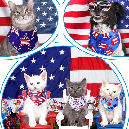 Abbylike 200 Pcs Patriotic Dog Bandanas Bulk Labor Day Bandanas for Dogs Triangle Kerchief Scarf Set for Puppy Small Medium Large Workers&