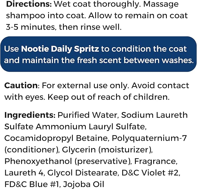 Nootie - Pet Shampoo for Sensitive Skin - Revitalizes Dry Skin &amp; Coat - Natural Ingredients - Gentle Dog Shampoo - Cleans &amp; Conditions