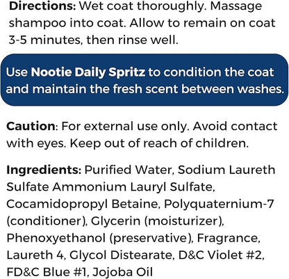 Nootie - Pet Shampoo for Sensitive Skin - Revitalizes Dry Skin &amp; Coat - Natural Ingredients - Gentle Dog Shampoo - Cleans &amp; Conditions
