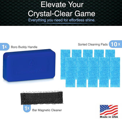 SnowTree - BoroBuddy Mini Magnetic Glass Cleaner for Glass Pieces, Bottles, Vases &amp; More - Smaller Design for Tighter Spaces &amp; Smaller Glass Pieces - Easy to Use Double Sided Glass Cleaner (Blue Gift
