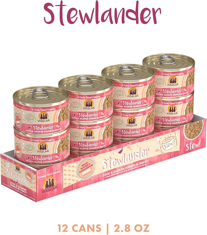 Weruva Classic Cat Stews!, Stewlander with Duck &amp; Salmon in Gravy, 2.8oz Can (Pack of 12)