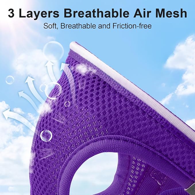 Light Up Dog Harness,Rechargeable LED Dog Harness for Small Medium Large Dogs,Reflective Lighted Safety Vest for Night Walking &amp; Camping,Lightweight &amp; Adjustable,Purple,M