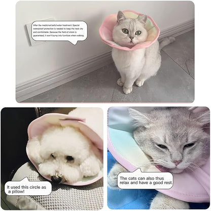 Touchdog Foldable Dog Cone Collar for Cats &amp; Dogs - Adjustable Soft Recovery Collar with Waterproof PU Coating, Lightweight Design, 24.5cm/9.6in Wide Barrier (Pink Gradient Color, XL)