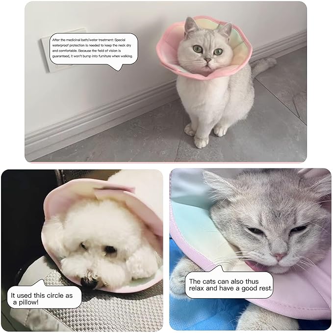 Touchdog Foldable Dog Cone Collar for Cats &amp; Dogs - Adjustable Soft Recovery Collar with Waterproof PU Coating, Lightweight Design, 24.5cm/9.6in Wide Barrier (Pink Gradient Color, XS)
