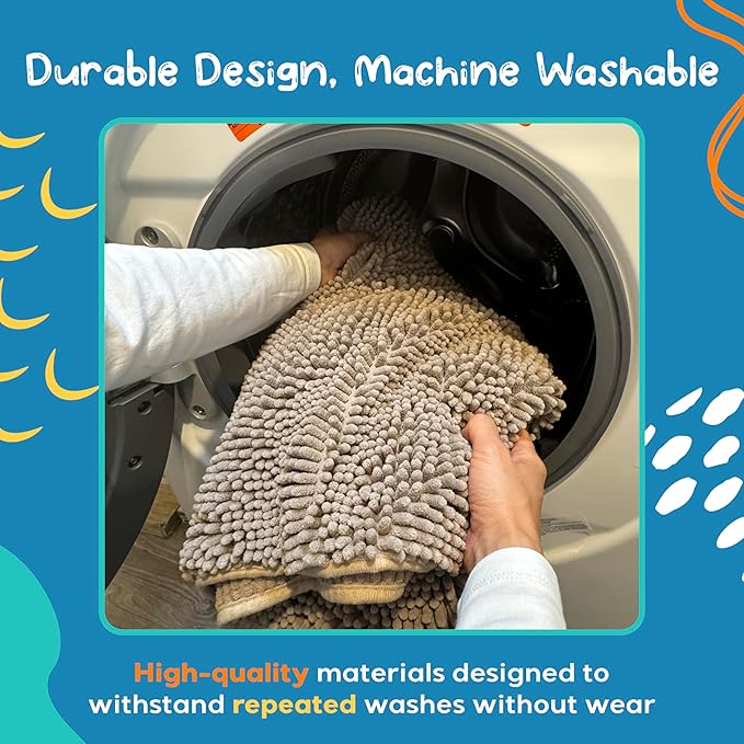 Pet 2-in-1 Dog Towel &amp; Mat – Transforms from Drying to Bath Mat, Ultra Soft, Absorbent &amp; Quick-Drying, Machine Washable Dog Towels with Detachable Non-Slip Mat and Hand Pockets (Medium)
