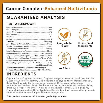 Wholistic Pet Organics Canine Complete - Dog Multivitamin Powder - 4 Lb - Daily Dog Vitamins and Supplements for Homemade Food - Immune System, Skin, Coat &amp; Overall Health - Small and Large Breed