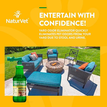 NaturVet – Yard Odor Eliminator – Eliminate Stool and Urine Odors from Lawn and Yard – Designed for Use on Grass, Plants, Patios, Gravel, Concrete &amp; More – 31.6 oz Ready-to-Use with Nozzle