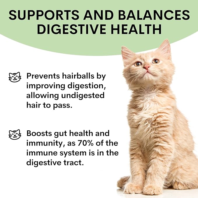 Probiotic for Cats &amp; Kittens - Cat Probiotic Powder for Hairball Prevention, Digestive Support, Immune Health, Prebiotics, and Diarrhea Relief - Suitable for Indoor Cats &amp; Kittens - 60 Scoops