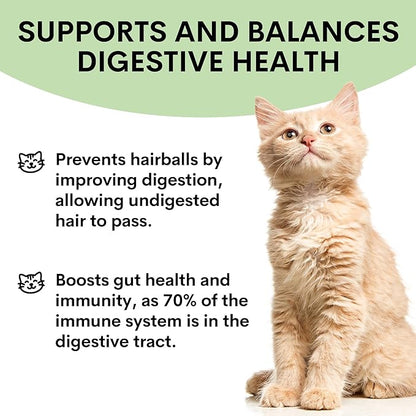 Probiotic for Cats &amp; Kittens - Cat Probiotic Powder for Hairball Prevention, Digestive Support, Immune Health, Prebiotics, and Diarrhea Relief - Suitable for Indoor Cats &amp; Kittens - 60 Scoops