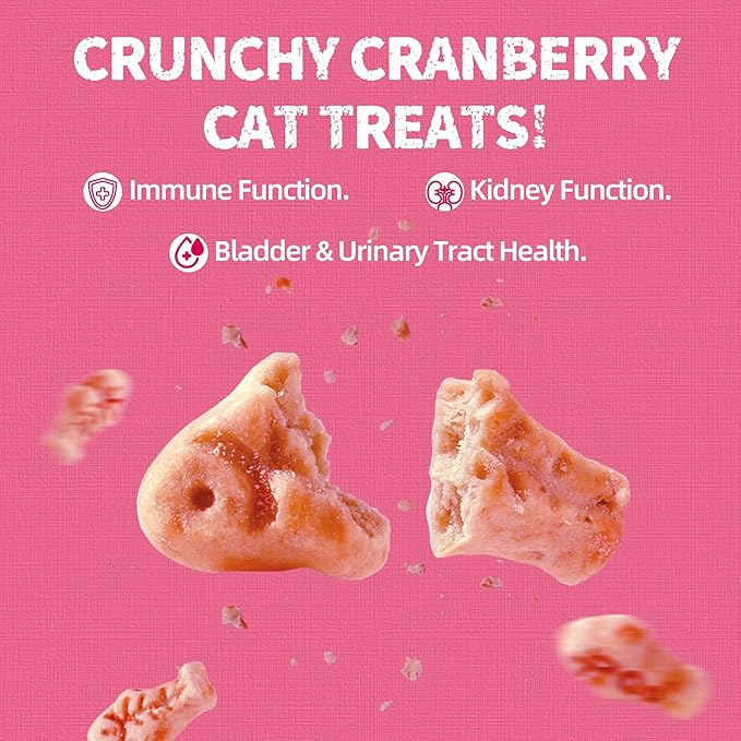 Just Try 13.4 OZ Urinary Tract Cat Treats for Indoor Cats Health Supplement Cranberry &amp; D-Mannose for Kidney Bladder UT Support Salmon Flavor Crunchy Chews Cat Loves