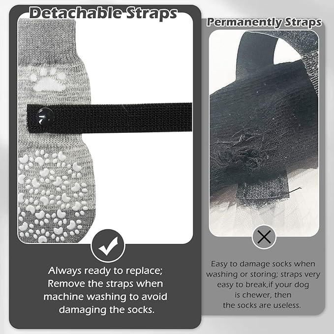 EXPAWLORER Anti Slip Dog Socks to Prevent Licking Paws, Dog Shoes for Hot Pavement, Dog Booties for Small Medium Large Senior Dogs, Traction Control Dog Boots &amp; Paw Protectors for Hardwood Floors