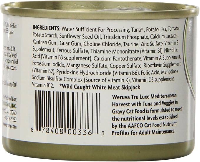Weruva TruLuxe Cat Food, Mediterranean Harvest with Tuna Whole Meat &amp; Veggies in Gravy, 6oz (Pack of 24)