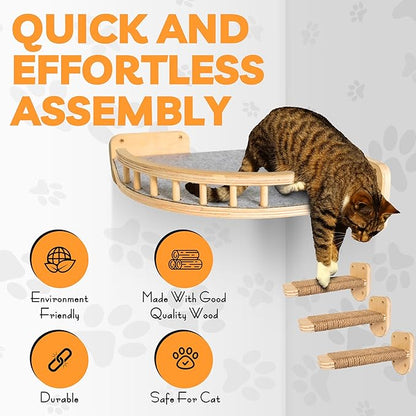 UNTITLDW Wall-Mounted Cat Shelves – Sleek, Durable Multi-Level Shelf with Floating Perch, Hammock, Cat Bed &amp; Platform – Space-Saving Design for Play &amp; Lounging – Easy Setup for Active Cats