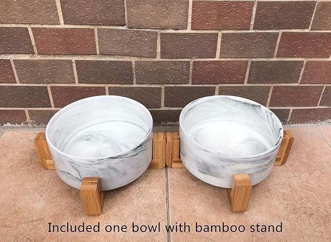 Ceramic Pet Bowls with Stand - Dog Cat Water Bowl and Food Dish -Heavy Weighted &amp; No Tip Over Pet Comfort Feeding Bowls -Dishwasher Safe &amp; Easy to Clean