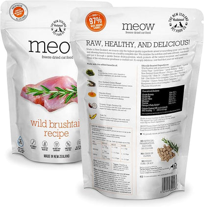Meow Freeze Dried Cat Food - Wild Brushtail Recipe, High Protein Cat Treats, Meals &amp; Toppers,Dry Cat Food,9.9 oz