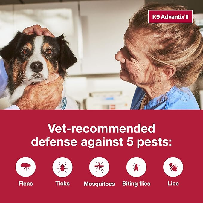 K9 Advantix II Large Dog Vet-Recommended Flea, Tick &amp; Mosquito Treatment &amp; Prevention | Dogs 21-55 lbs. | 4-Mo Supply (Pack of 2)