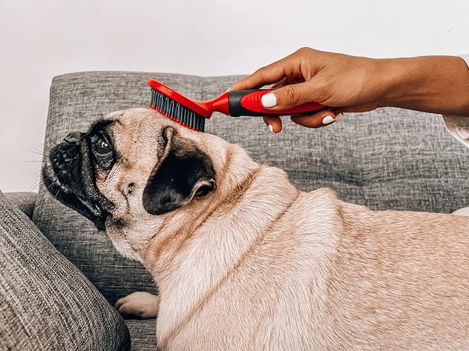 Tuff Pupper Round Bristle Soft Brush for Dogs and Cats | Gentle Grooming for Short or Long Hair | Soft Pin Tool for Sensitive Skin | Detangle &amp; Remove Loose Fur | For Dematting &amp; Detangling Undercoat