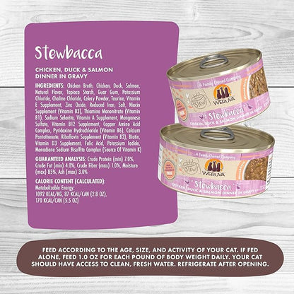 Weruva Classic Cat Stews!, Stewbacca with Chicken, Duck &amp; Salmon in Gravy, 2.8oz Can (Pack of 12)