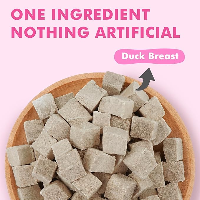Freeze Dried Cats &amp; Dogs Raw Treats, All Natural Single Ingredient Duck Breast, High Protein Healthy Pet Training Treats or Food Topper, 3.5 oz