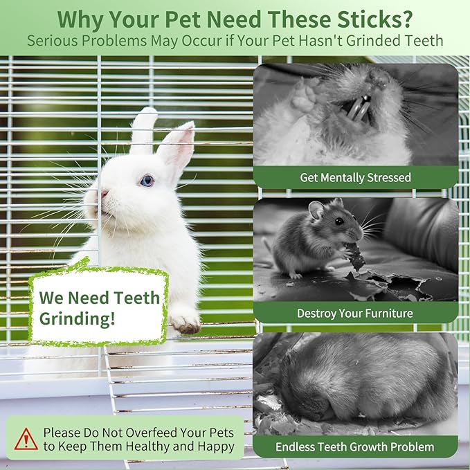 Natural Apple Wood Chew Sticks 300g (10.5oz) for Rabbits, Hamsters, Chinchillas, Guinea Pigs - Small Animal Dental Toys, Safe Untreated Teeth Grinding &amp; Boredom Relief, Rodent Molar Health (120g)