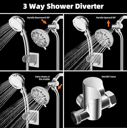 Hibbent Dog Sprayer Attachment Set for Pet Bathing and Dog Washing with 119 Inch Hose, Brass Shower Arm Diverter Valve, Handheld Shower Head, Bathroom Hose Sprayer Head Kit