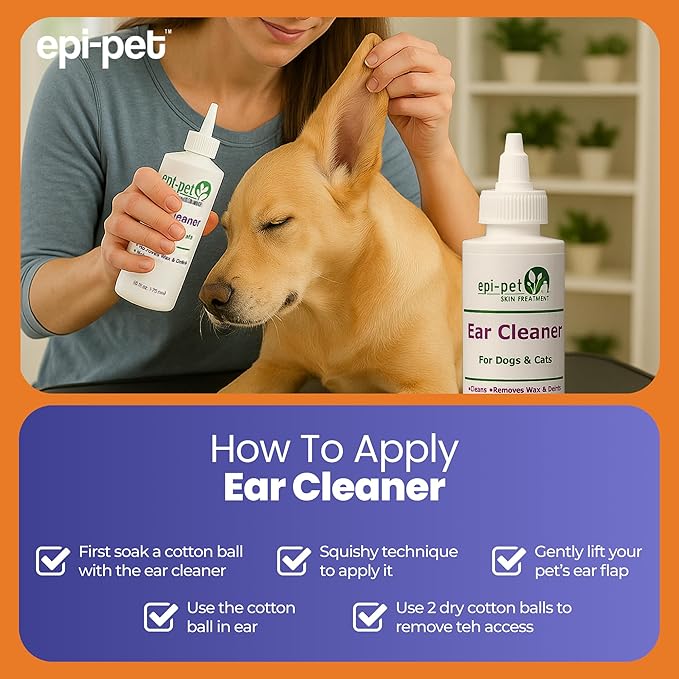 Dog &amp; Cat Ear Cleaner Solution with Aloe Vera &amp; Tea Tree Oil – Removes Itchy Ear Wax, Debris, Odor – Ears Wash, Drops &amp; Flush for Pets, Dog Ears Cleaning, Cat Cleaner (4 oz- Pack of 2)