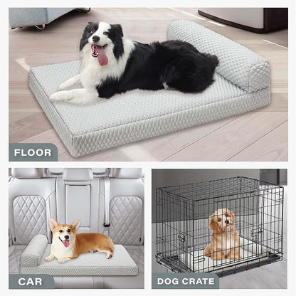 Tinaco Orthopedic Cooling Bed for Large Dogs &amp; Cats, Removable Washable Cover (X-Large, White/Grey)