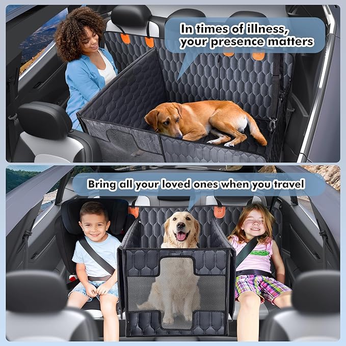 3-in-1 Convertible Dog Car Seat Extender &amp; Booster Seat – 400lb Capacity, Waterproof 600D Oxford with Hard Bottom, Scratch-Proof Hammock for Cars &amp; SUVs