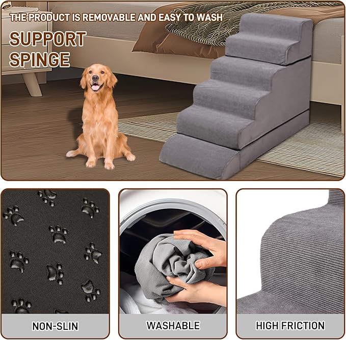 24-30inches High Dog Stairs &amp; Steps for High Beds Tall, LitaiL 29inch 6 Steps Pet Stairs/Steps for High Beds Large Dogs, Non-Slip Dog Ramps for Small Dogs, for Older Cats