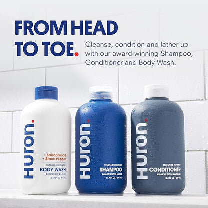 Huron Shower Kit - Shampoo, Conditioner, &amp; Body Wash For Men - Citrus + Eucalyptus Scent - Hydrating &amp; Nourishing Men&