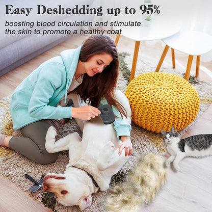 Self-Cleaning Deshedding Brush for Dogs &amp; Cats - Skin-Friendly Grooming Tool with Hair Brush for Long and Short Haired Pets, Grey