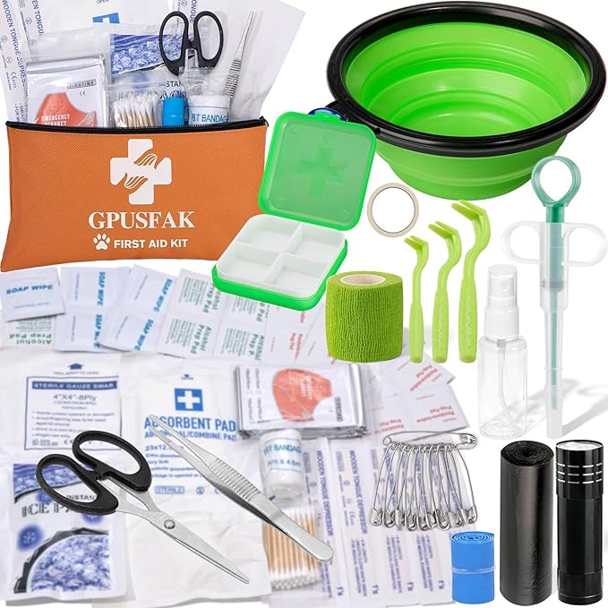 Pet First Aid Kit for Dogs &amp; Cats - Dog First Aid Kit Pet Emergency Kit with First Aid Supplies for Home Camping Hiking Traveling