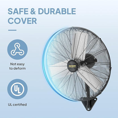 ROVSUN 20" Wall Mounted Fan, High Velocity Industrial Wall Fan, Max 4710 CFM and Wide Angle Oscillating, Commercial Ventilation Use, Suit for Garage, Shop, Greenhouse, Gym