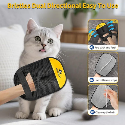 2Pcs Pet Hair Removal Glove for Dogs &amp; Cats, Newly Upgraded Reusable Electrostatic Pet Hair Gloves, Pet Hair Remover Tool for Clothing, Couch, Carpet, Car Seat