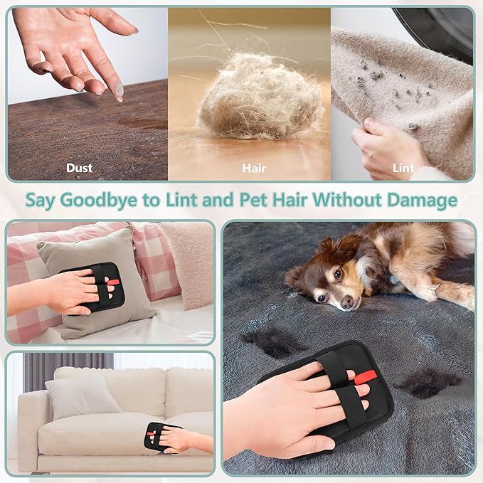 Pet Hair Removal Glove - Reusable Electrostatic Dog/Cat Hair Remover Mitt &amp; Pet Grooming Gloves for Couch, Carpet, Furniture - Upgraded Electrostatic Dog Hair Glove Tool (1 PC)