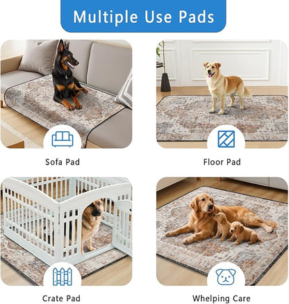 Washable Pee Pads for Dogs 2 Pack, Absorbent Reusable Puppy Pads Waterproof, Leakproof &amp; Non-Slip Whelping Pad, Potty Training Pads for Dogs Playpen Mat 48x48