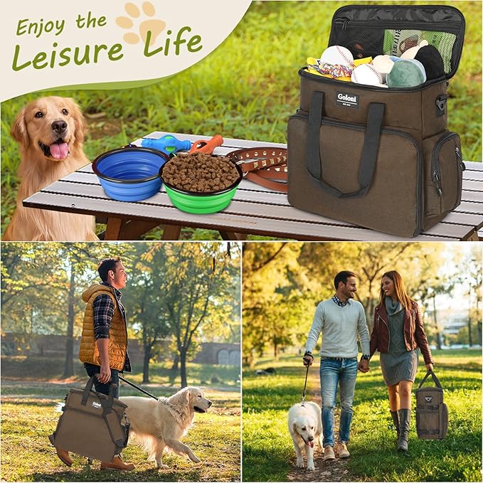 Dog Travel Bag Airline Approved–Pet Travel Tote with Collapsible Bowls,Food Containers &amp; Feeding Mat–Multi-Pocket Organizer for Dogs &amp; Cats, Durable &amp; Water-Resistant for Hiking,Trips,Outdoors