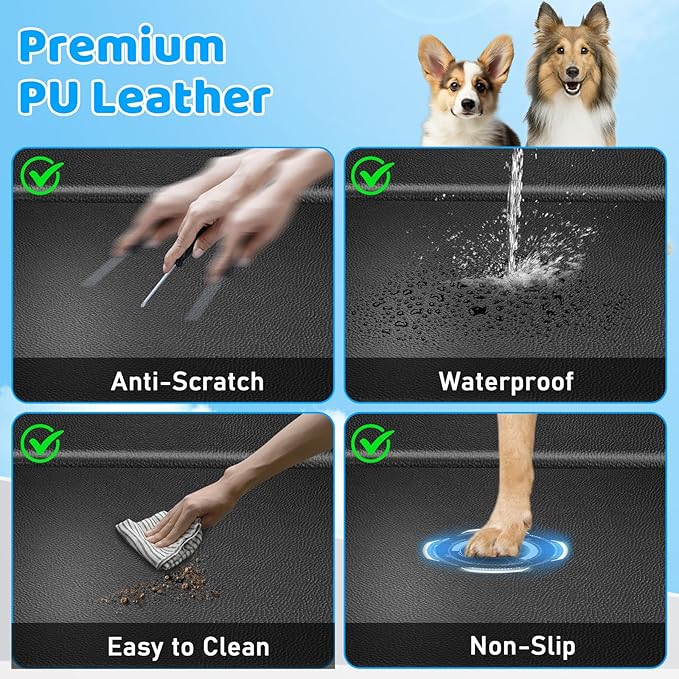 URPOWER PU Leather Back Seat Extender for Dogs – Hard Bottom Dog Car Seat Cover Holds 400 lbs, Anti-Scratch &amp; Waterproof Dog Hammock for Full Size SUVs &amp; Trucks, Dogs Car Bed Pet Backseat Protector