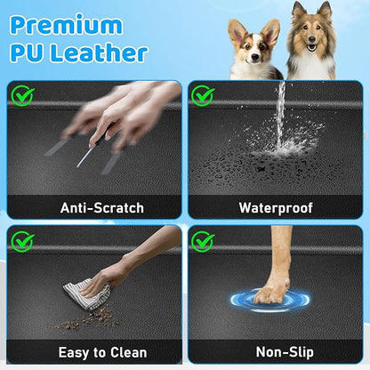 URPOWER PU Leather Back Seat Extender for Dogs – Hard Bottom Dog Car Seat Cover Holds 400 lbs, Anti-Scratch &amp; Waterproof Dog Hammock for Full Size SUVs &amp; Trucks, Dogs Car Bed Pet Backseat Protector